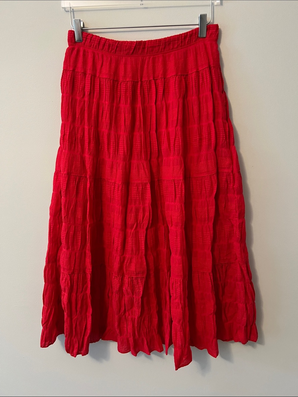 Max Studio Bright Red Tiered Maxi Skirt